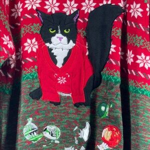 Festive Cat Sweater - Red and Green size XXL 33 Degrees